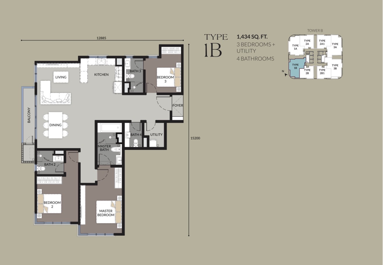 Type 1B floor plan