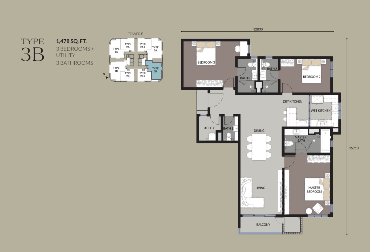 Type 3B floor plan